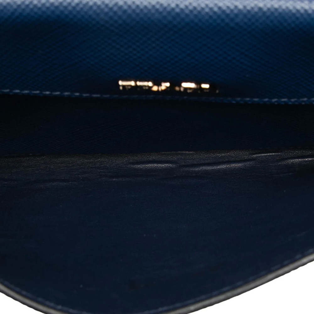 PRADA Blue Leather Saffiano Shoulder Bag - Picture 4 of 6
